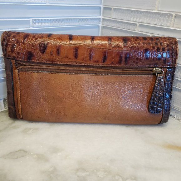Brahmin Croc Embossed Continental Wallet with Checkbook Cognac - Picture 2 of 7